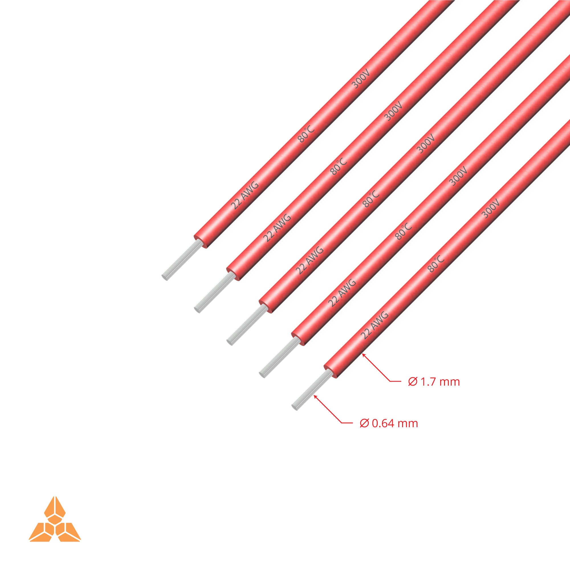 ខ្សែ 22 AWG 0.57mm ពណ៌ក្រហម 1 ម៉ែត្រ