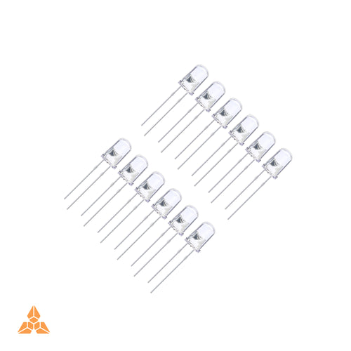 អំពូល LED ពណ៌បៃតង 5MM F5 ក្បាលមូលថ្លា 10 ដុំ