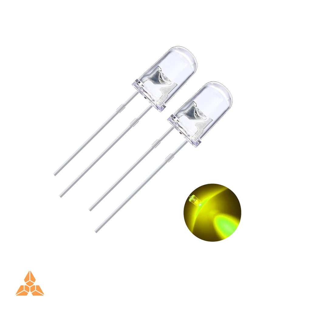 អំពូល LED ពណ៌លឿង 5MM F5 ក្បាលមូលថ្លា 10 ដុំ