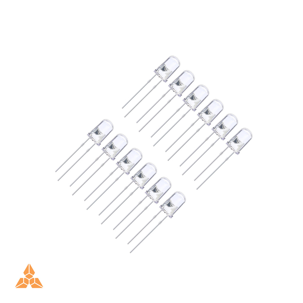 អំពូល LED ពណ៌លឿង 5MM F5 ក្បាលមូលថ្លា 10 ដុំ